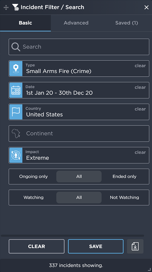 The filter panel visuals of our software