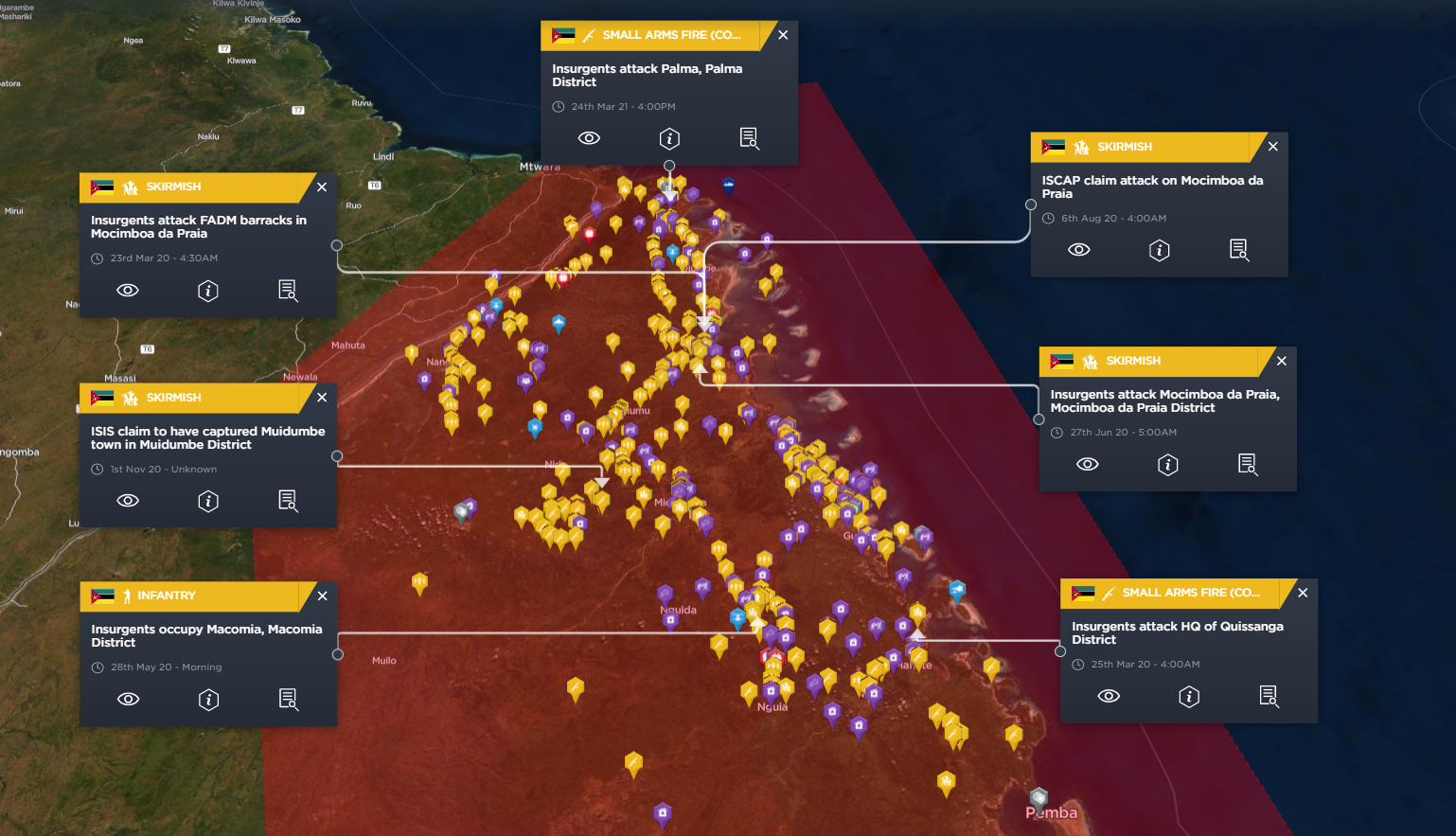 Significant ISIS attacks in Mozambique