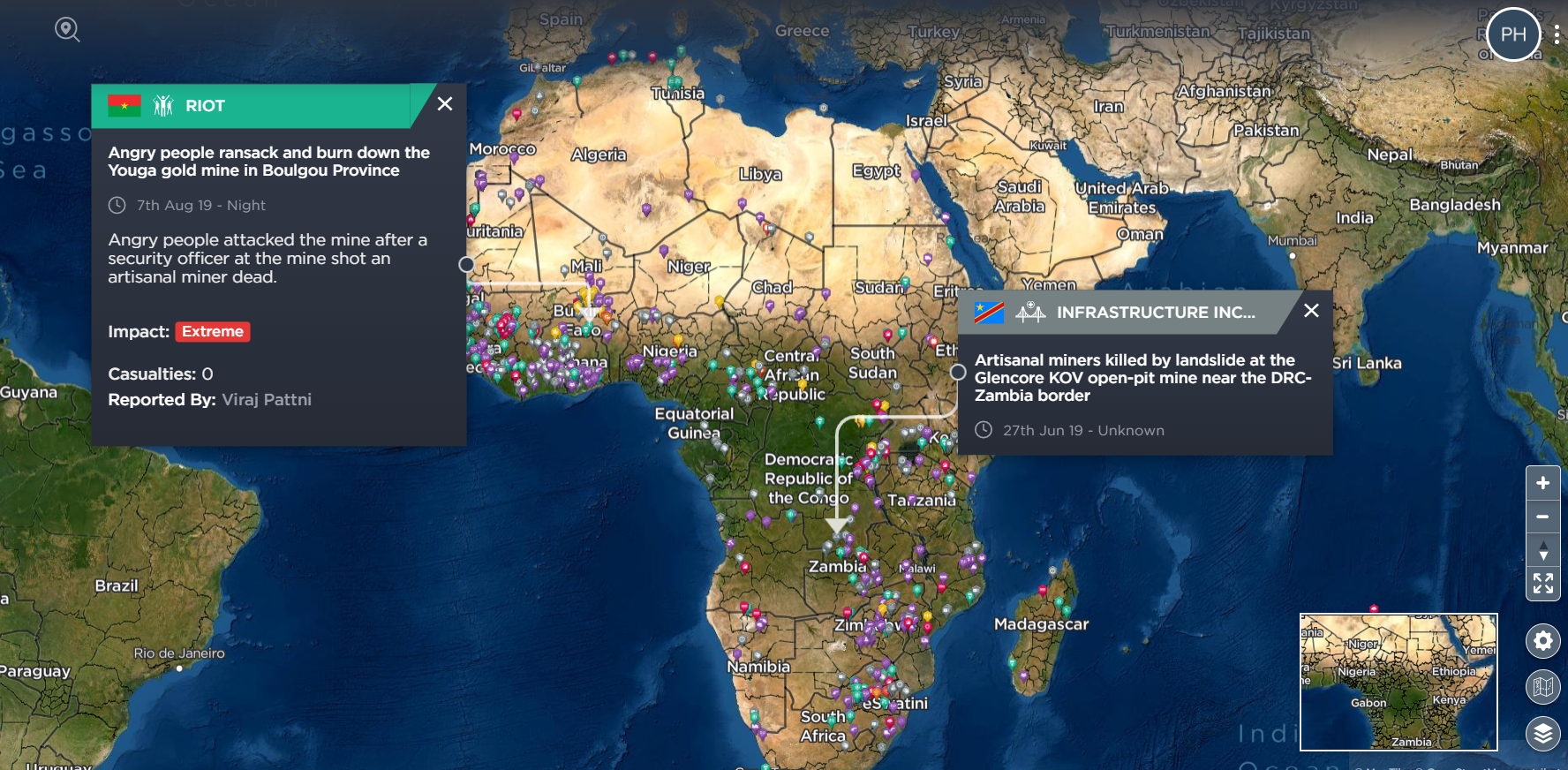 Tracking illegal mining and threats to mining in Africa