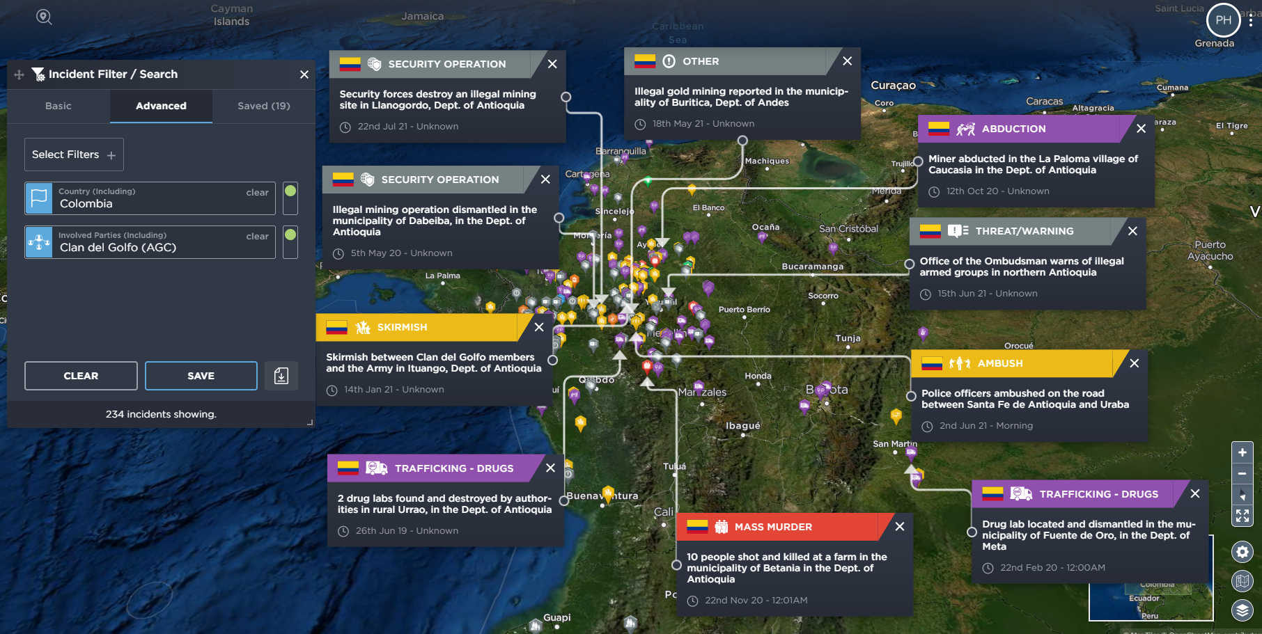 Tracking illegal mining and cartels in Colombia