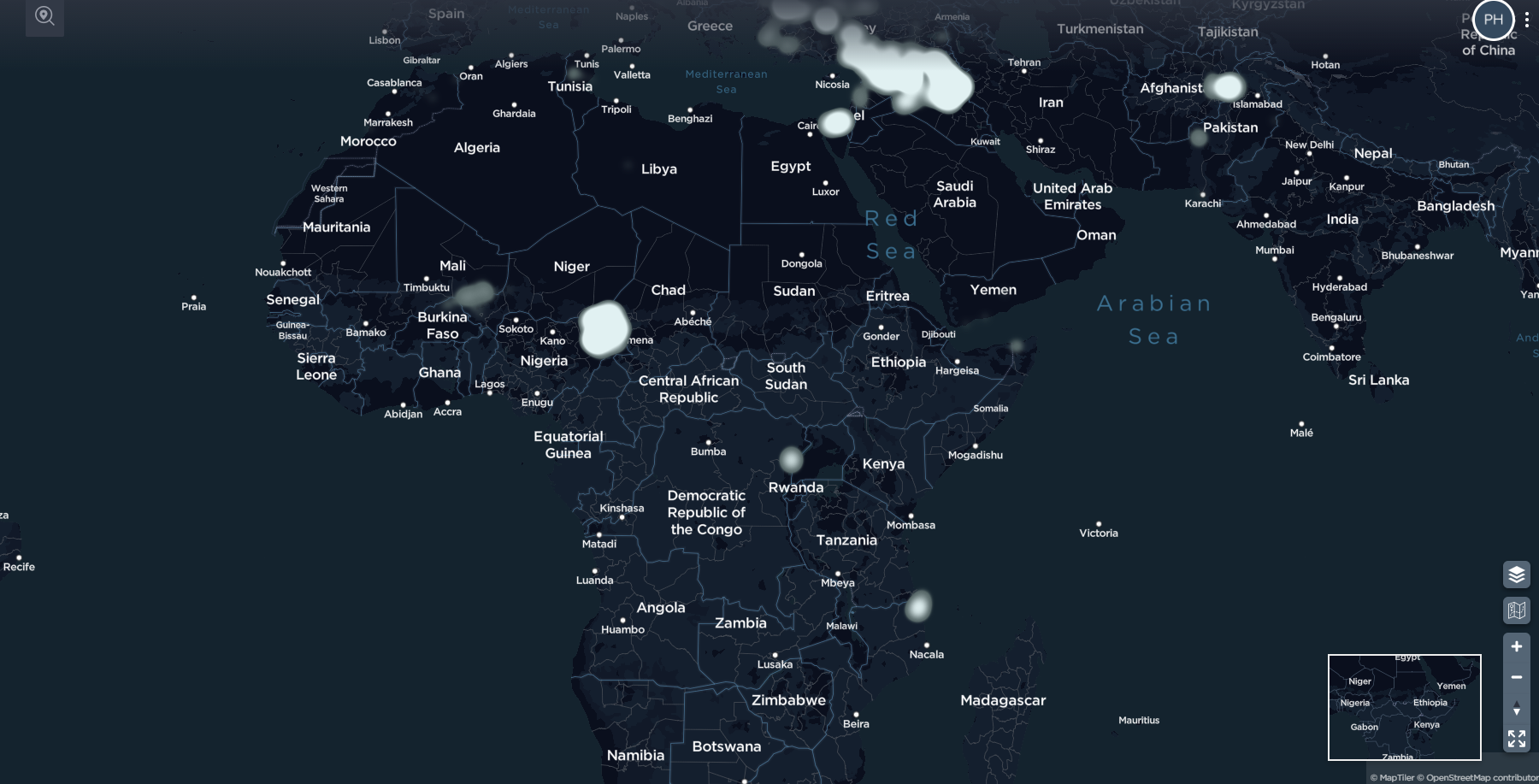 spread of ISIS in Africa heatmap