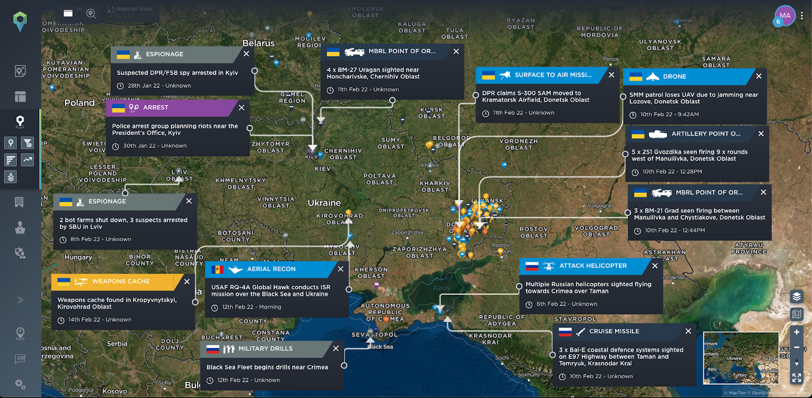 Ukraine borders and Donbas activity