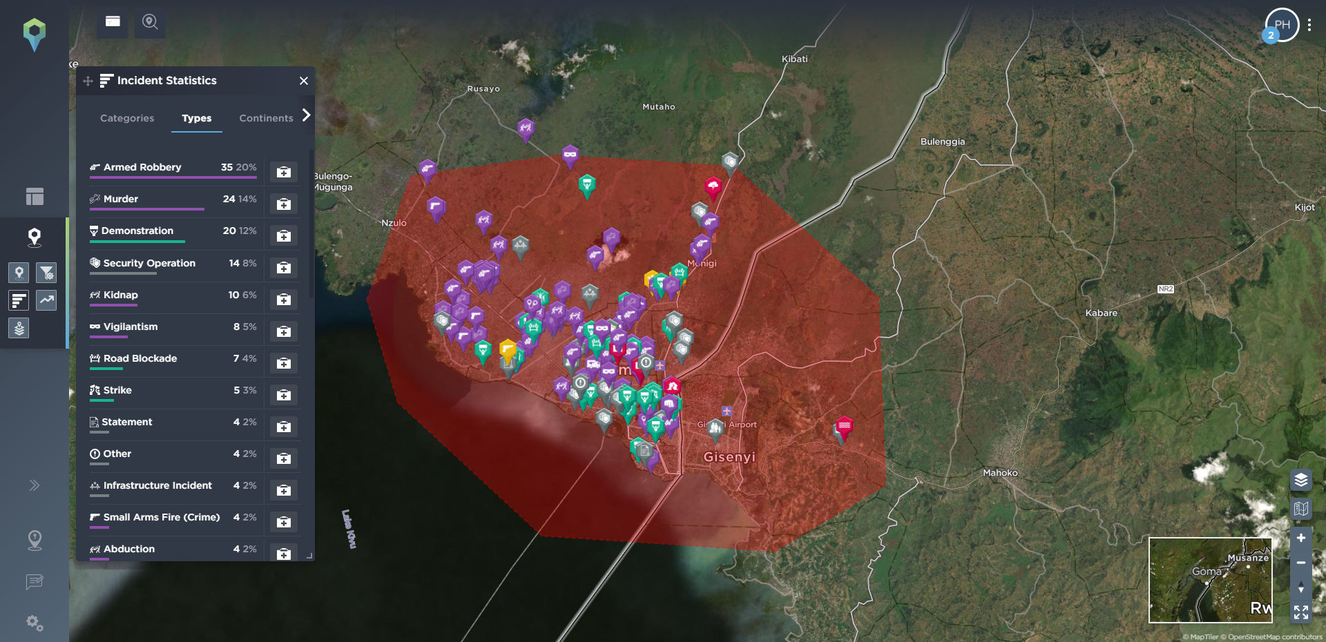 Tracking armed conflict Democratic Republic of Congo route threat assessment using threat intelligence software