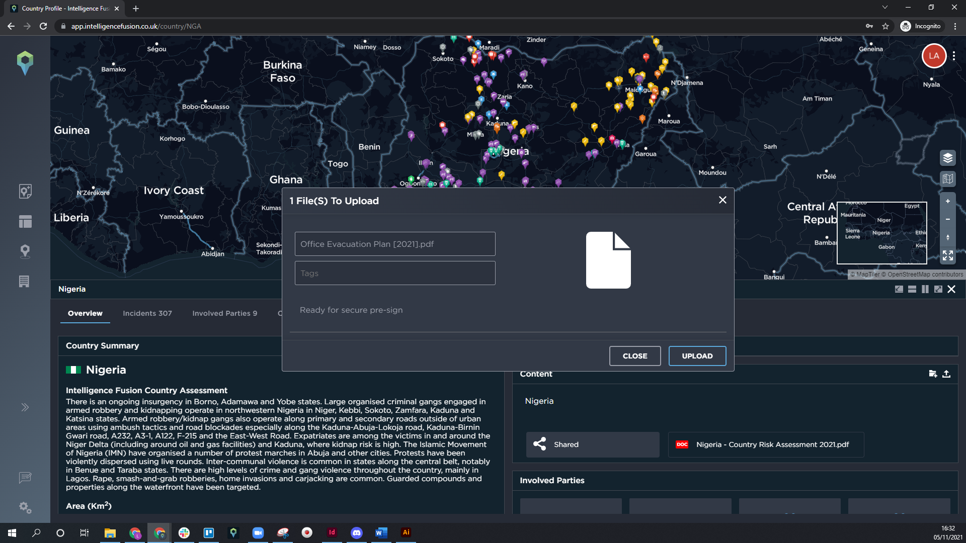 Threat intelligence solution sharing documents threat profiles reports tracking armed conflict
