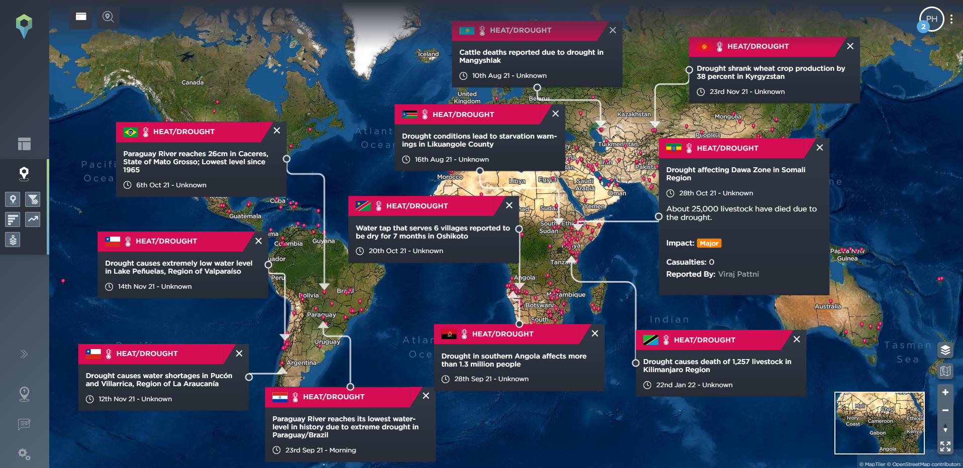 Tracking droughts and water shortages causes of conflict resource conflict using threat intelligence software