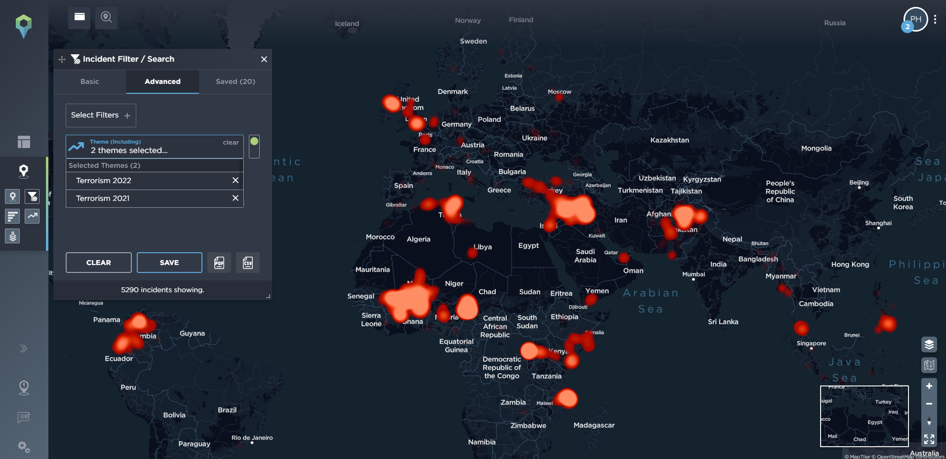 Tracking terrorist activity most violent areas in the world armed conflict using threat intelligence software