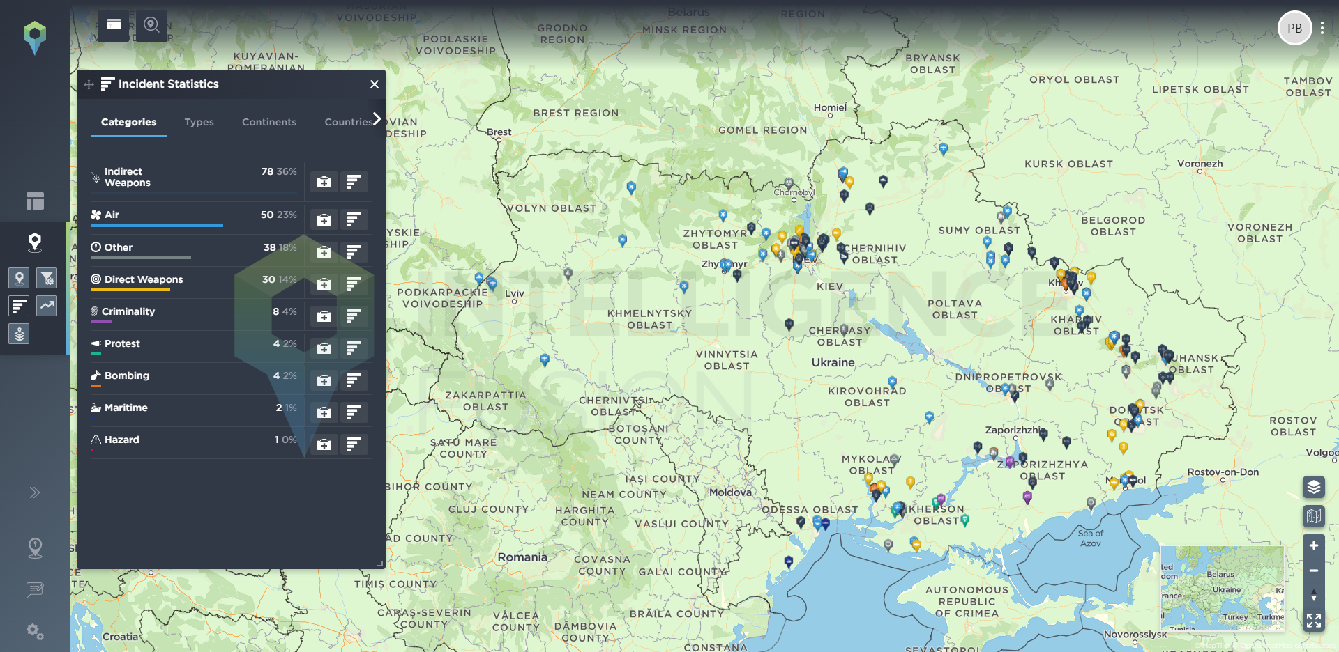 Incident report statistics within Ukraine in March 2022