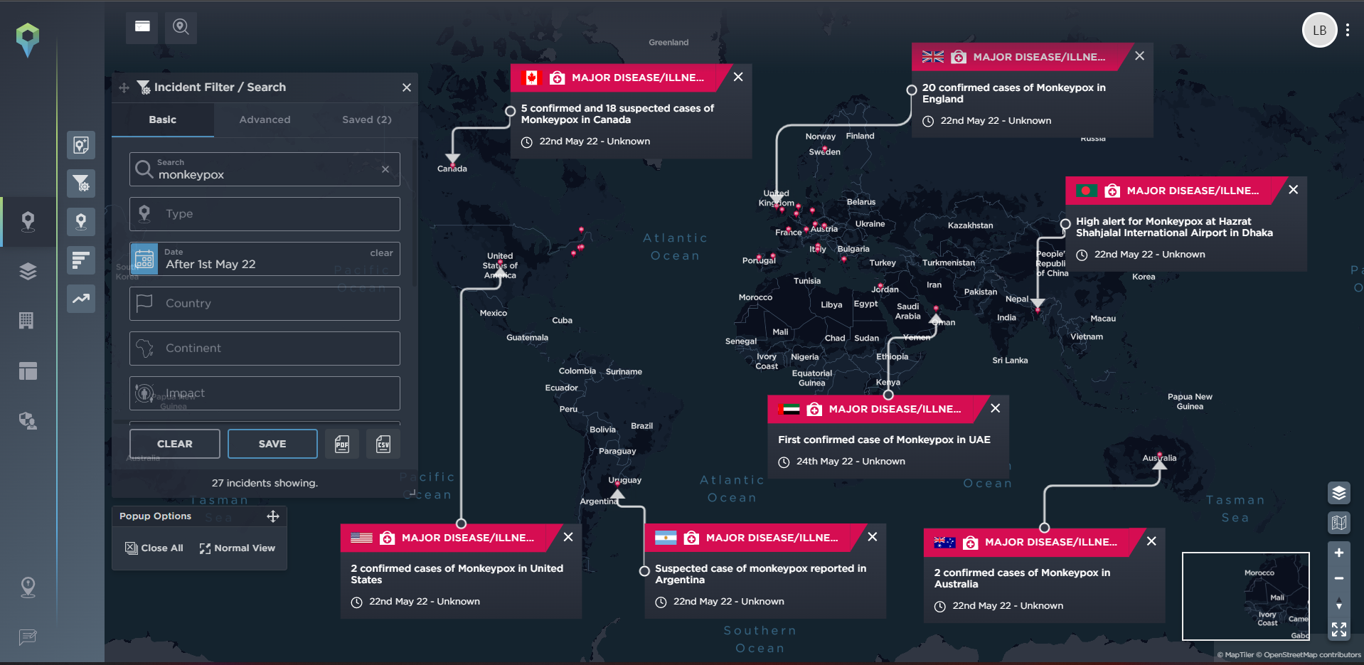 Monkeypox cases reported across the world in May 2022