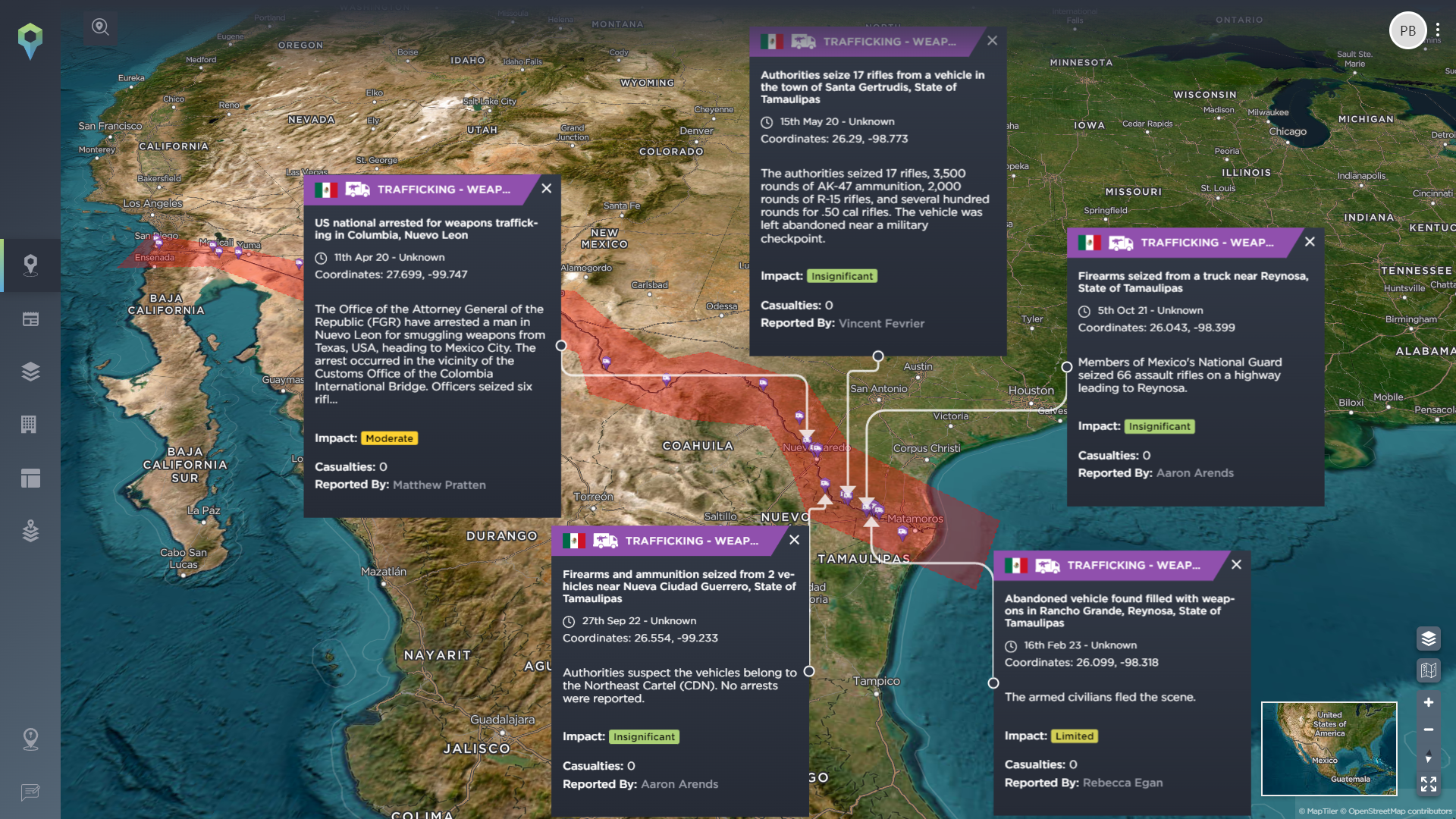 Weapons trafficking US-Mexico border