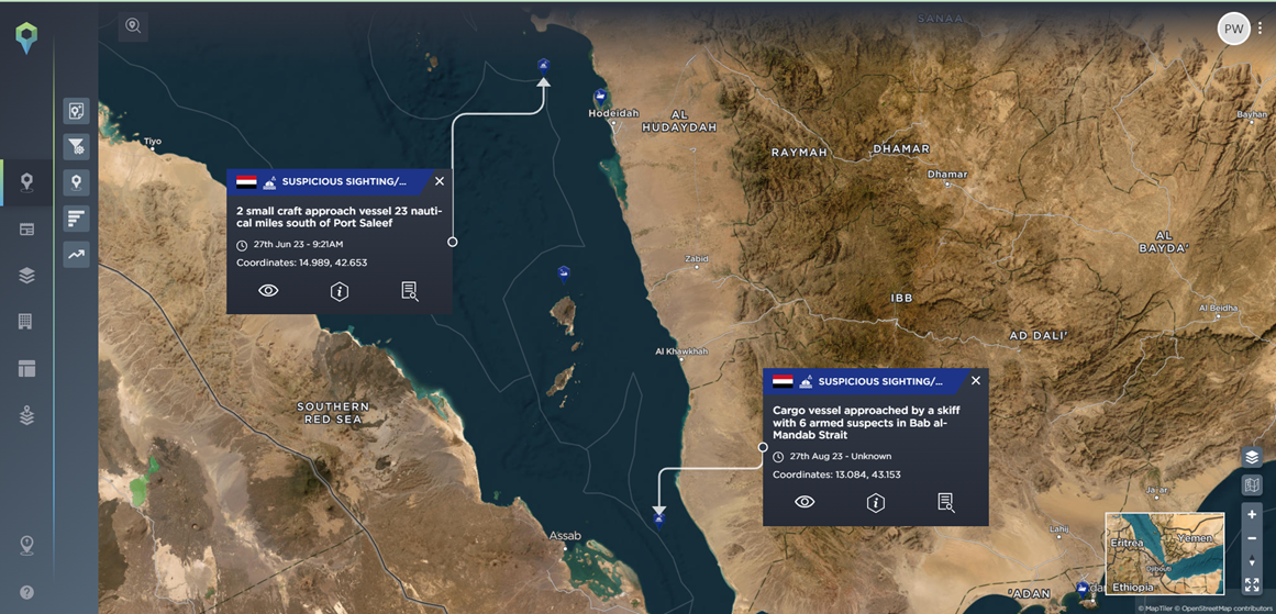 Suspicious sightings in the Red Sea since Saudi-Iranian normalisation, 2023