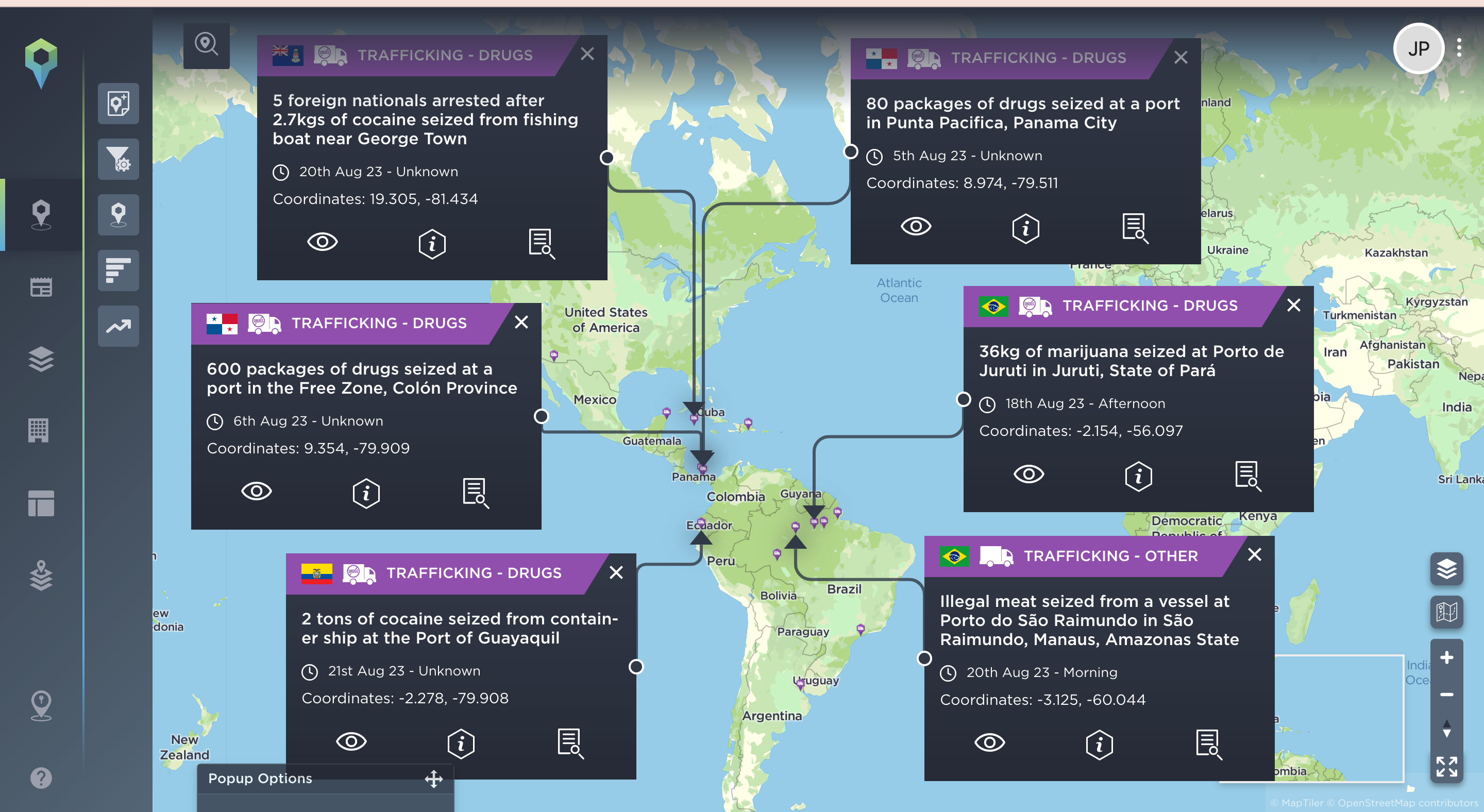 drug and contraband seizures at ports in South and Latin America