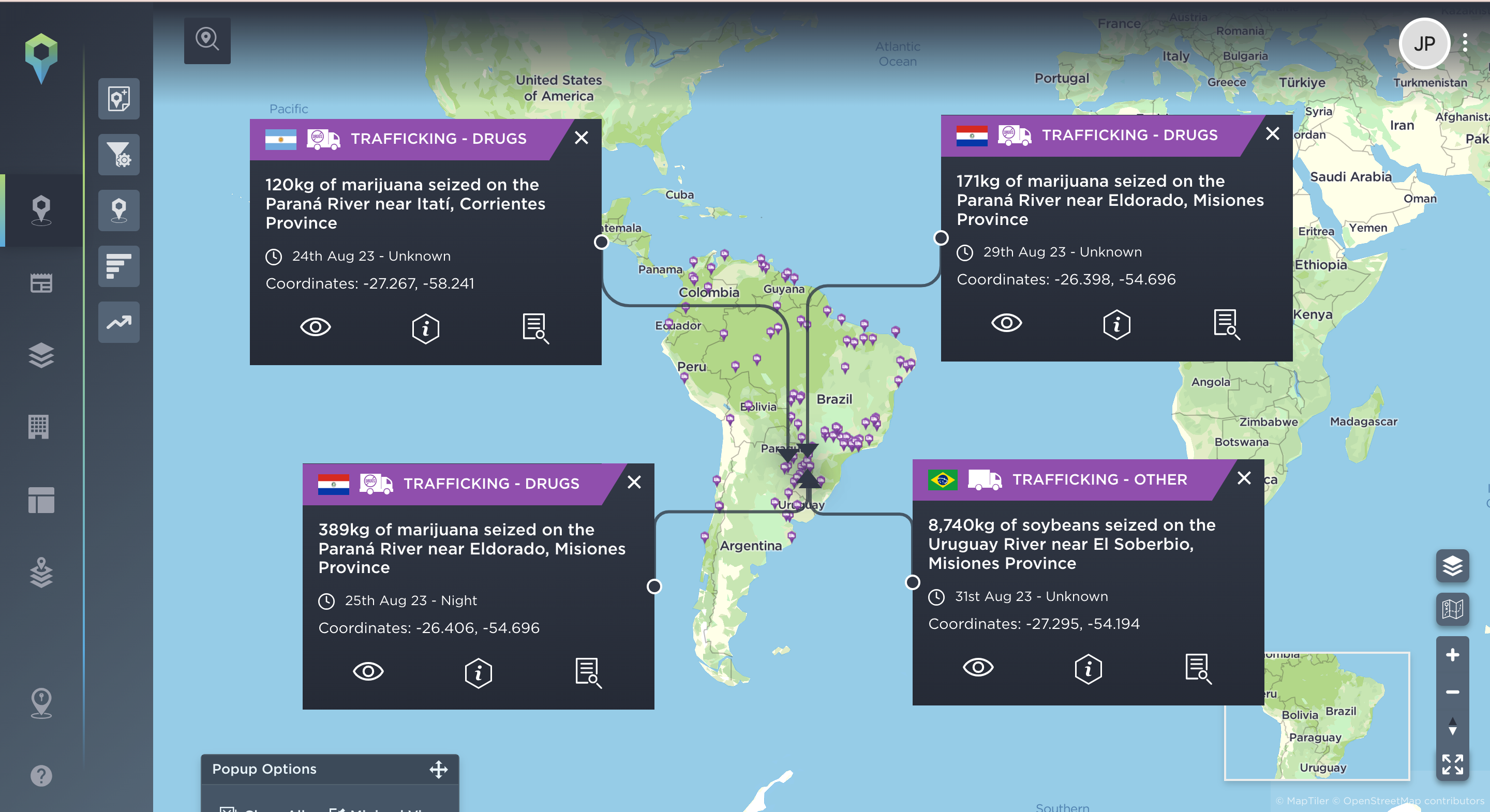 drug and contraband seizures on Rivers in South and Latin America