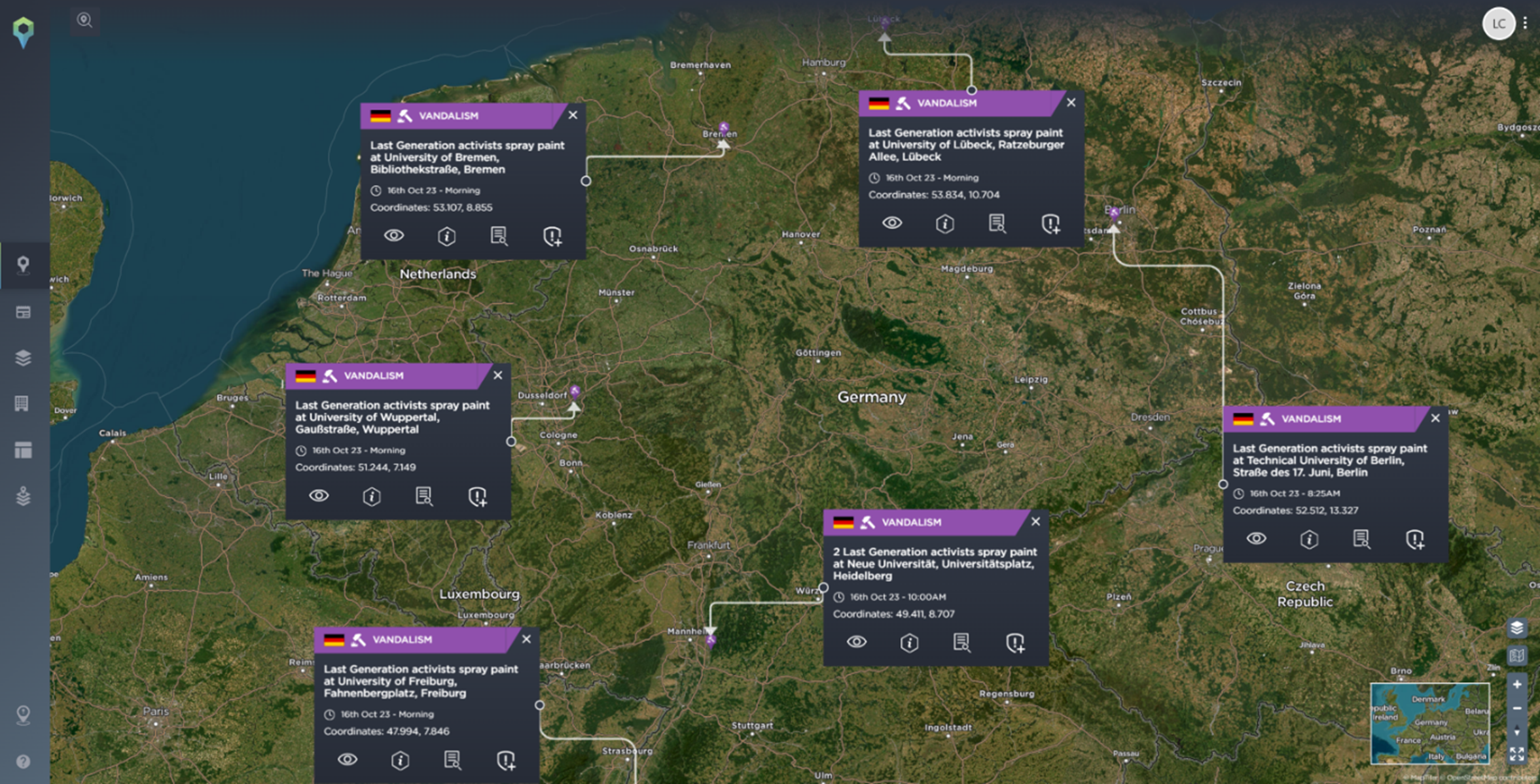 Last Generation incidents on the Intelligence Fusion platform