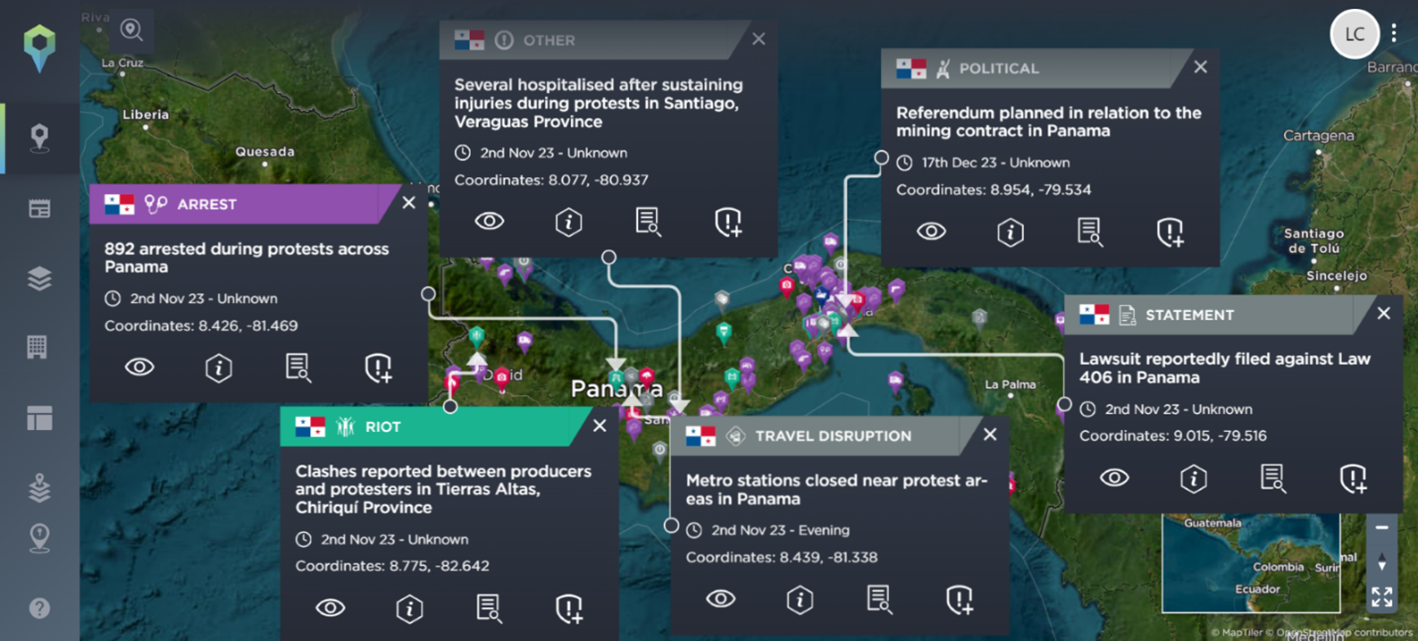 On-going disruption in Panama