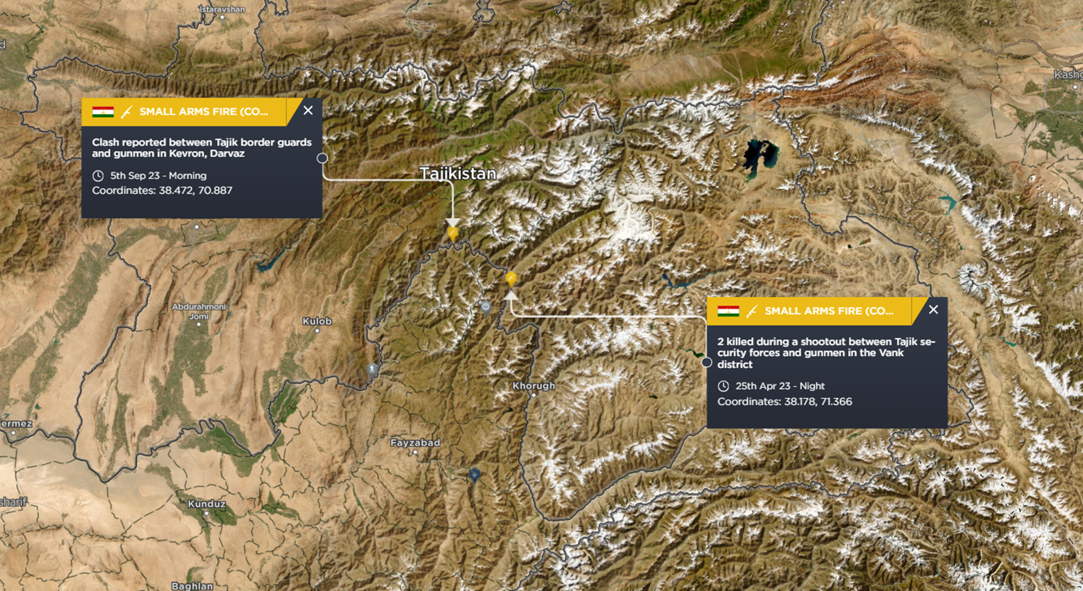 shootouts reported on the Afghan-Tajik border in 2023