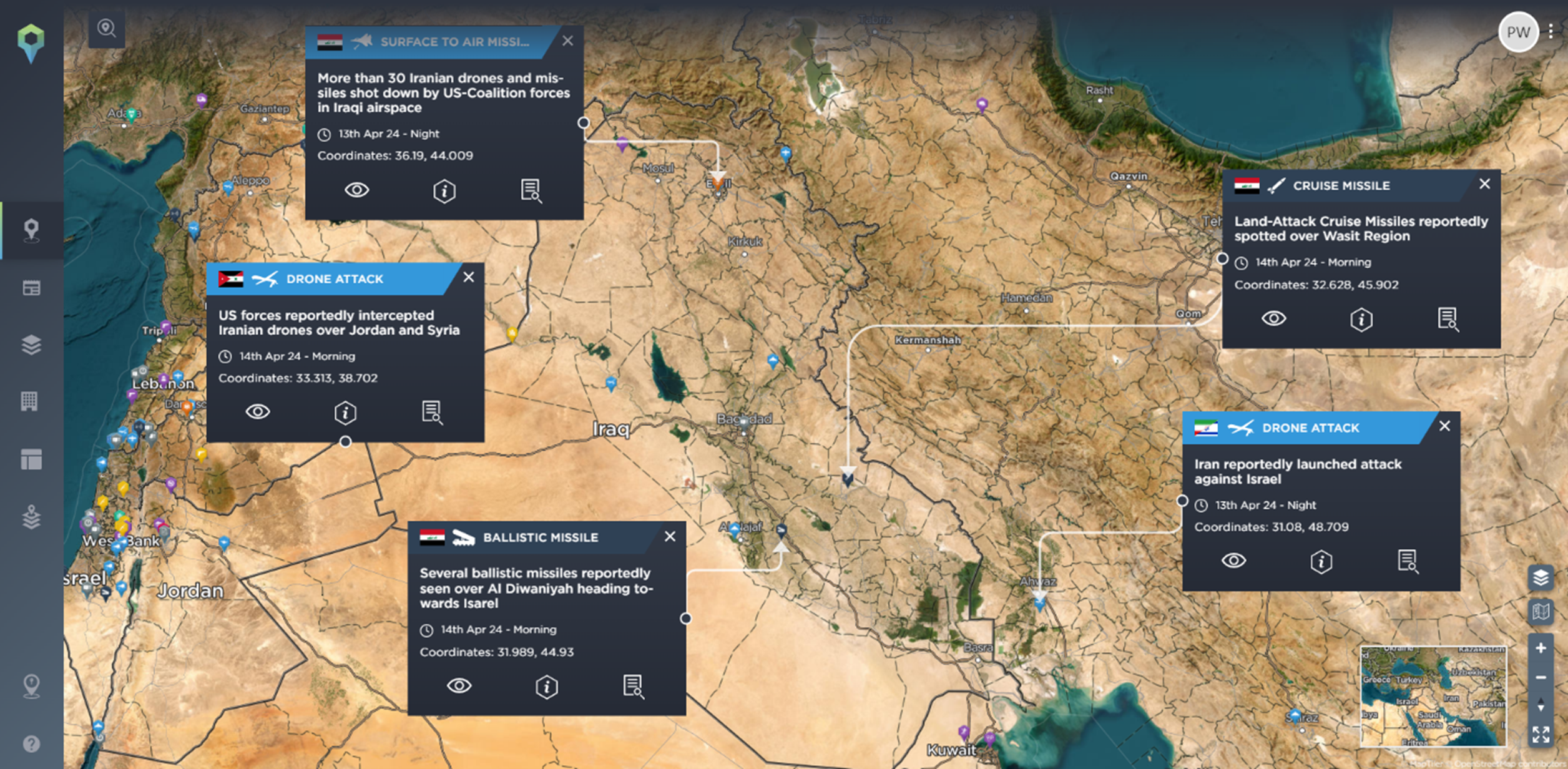 Israel Iran missile interceptions