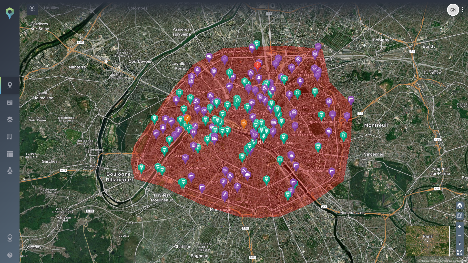 geofencing security risk assessment paris past 6 months crime and protests
